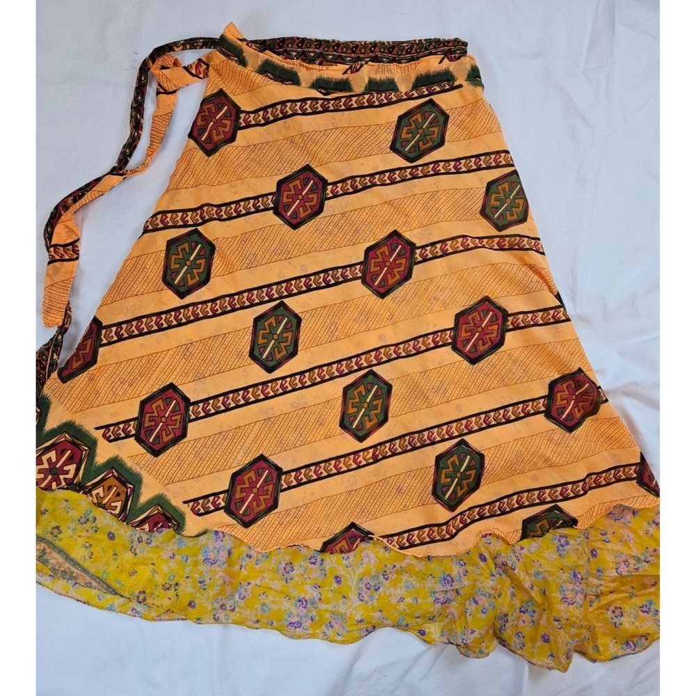 Bohemian Maxi Wrap Skirt in Mustard Yellow
